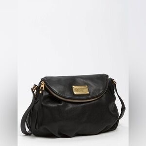 Marc Jacobs Classic Q Natasha Black Leather Crossbody Bag with Gold Hardware